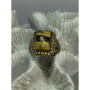 925 STERLING SILVER YASHMA CITRINE & BERYL RING SIZE 6