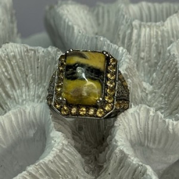 925 Sterling Silver Yashma Citrine & Beryl Ring Size 6