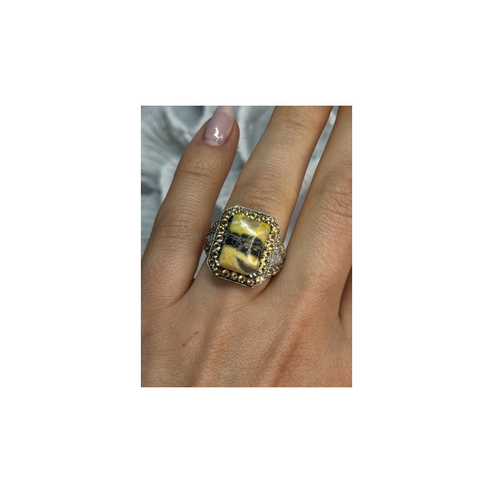 925 STERLING SILVER YASHMA CITRINE & BERYL RING SIZE 6