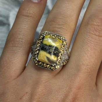 925 Sterling Silver Yashma Citrine & Beryl Ring Size 6