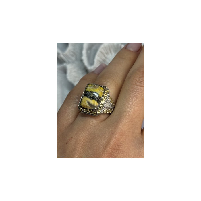 925 STERLING SILVER YASHMA CITRINE & BERYL RING SIZE 6