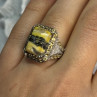 925 Sterling Silver Yashma Citrine & Beryl Ring Size 6