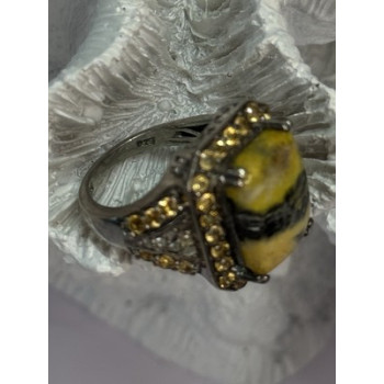 925 STERLING SILVER YASHMA CITRINE & BERYL RING SIZE 6