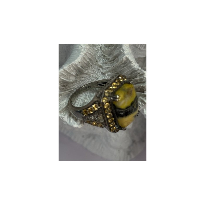 925 STERLING SILVER YASHMA CITRINE & BERYL RING SIZE 6