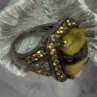 925 Sterling Silver Yashma Citrine & Beryl Ring Size 6