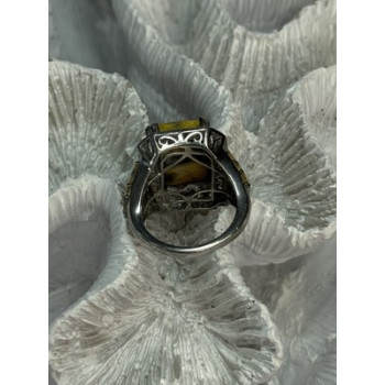 925 STERLING SILVER YASHMA CITRINE & BERYL RING SIZE 6