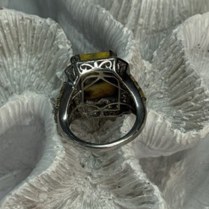 925 Sterling Silver Yashma Citrine & Beryl Ring Size 6