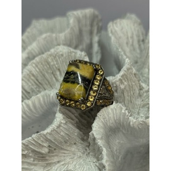 925 STERLING SILVER YASHMA CITRINE & BERYL RING SIZE 6