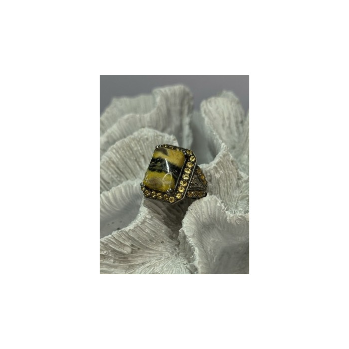 925 STERLING SILVER YASHMA CITRINE & BERYL RING SIZE 6