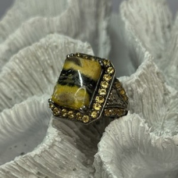 925 Sterling Silver Yashma Citrine & Beryl Ring Size 6