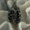 925 Sterling Silver Black Pearls Pendant Length 2.1 Inch