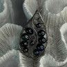925 Sterling Silver Black Pearls Pendant Length 2.1 Inch