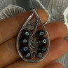 925 Sterling Silver Black Pearls Pendant Length 2.1 Inch