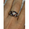 925 STERLING SILVER GOLD PLATED RUBY & SAPPHIRE RING SIZE 9