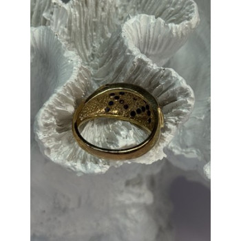 925 STERLING SILVER GOLD PLATED RUBY & SAPPHIRE RING SIZE 9