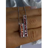 925 Sterling Silver Orange & Red Spinel Necklace Length 19 Inch