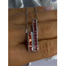 925 Sterling Silver Orange & Red Spinel Necklace Length 19 Inch