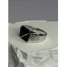 925 Sterling Silver Black Enamel & CZ Men's Ring Size 11