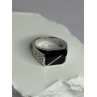 925 Sterling Silver Black Enamel & CZ Men's Ring Size 11