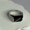 925 Sterling Silver Black Enamel & CZ Men's Ring Size 11