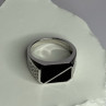 925 Sterling Silver Black Enamel & CZ Men's Ring Size 11