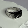 925 Sterling Silver Black Enamel & CZ Men's Ring Size 11