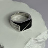 925 Sterling Silver Black Enamel & CZ Men's Ring Size 11