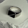 925 Sterling Silver Black Enamel & CZ Men's Ring Size 11