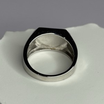 925 Sterling Silver Black Enamel & CZ Men's Ring Size 11