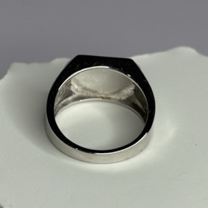 925 Sterling Silver Black Enamel & CZ Men's Ring Size 11
