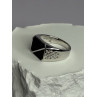 925 Sterling Silver Black Enamel & CZ Men's Ring Size 11