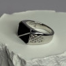 925 Sterling Silver Black Enamel & CZ Men's Ring Size 11