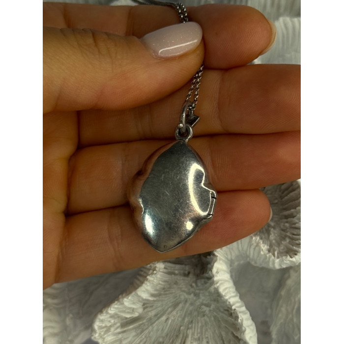 Vintage 925 Sterling Silver Open Locket Onyx & Marcasite Necklace 18 Inch