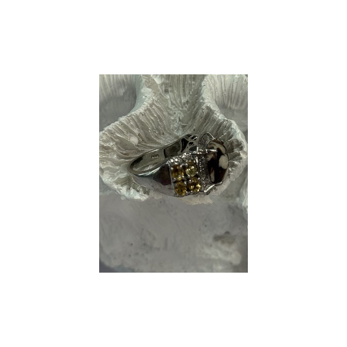 925 STERLING SILVER AGATE CITRINE & BERYL RING SIZE 6