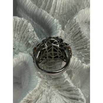 925 STERLING SILVER AGATE CITRINE & BERYL RING SIZE 6