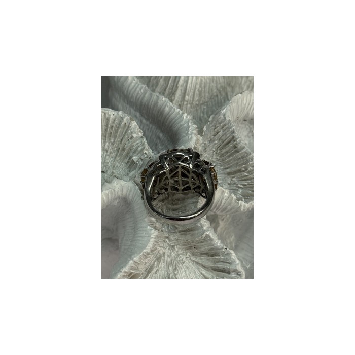 925 STERLING SILVER AGATE CITRINE & BERYL RING SIZE 6