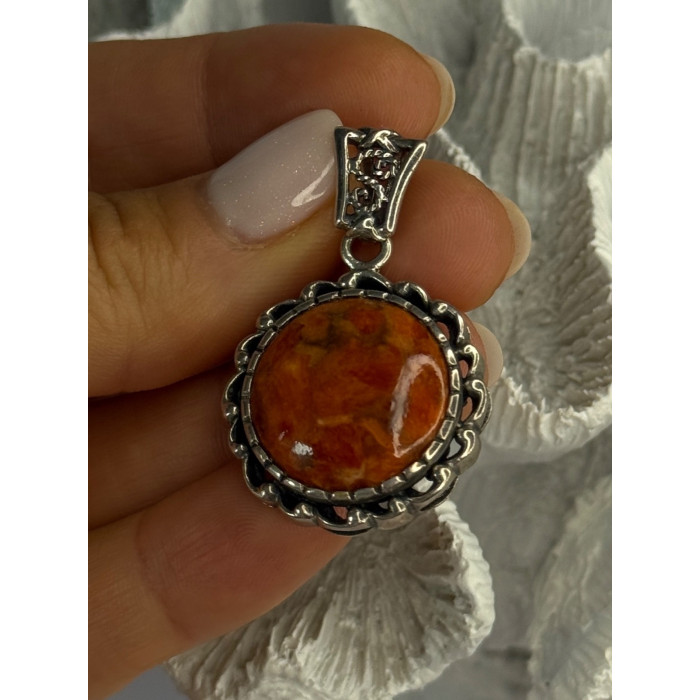925 Sterling Silver Carnelian Pendant Lenght 1.60 Inch