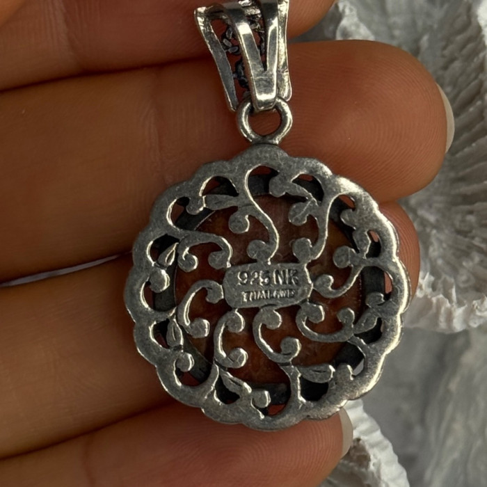 925 Sterling Silver Carnelian Pendant Lenght 1.60 Inch