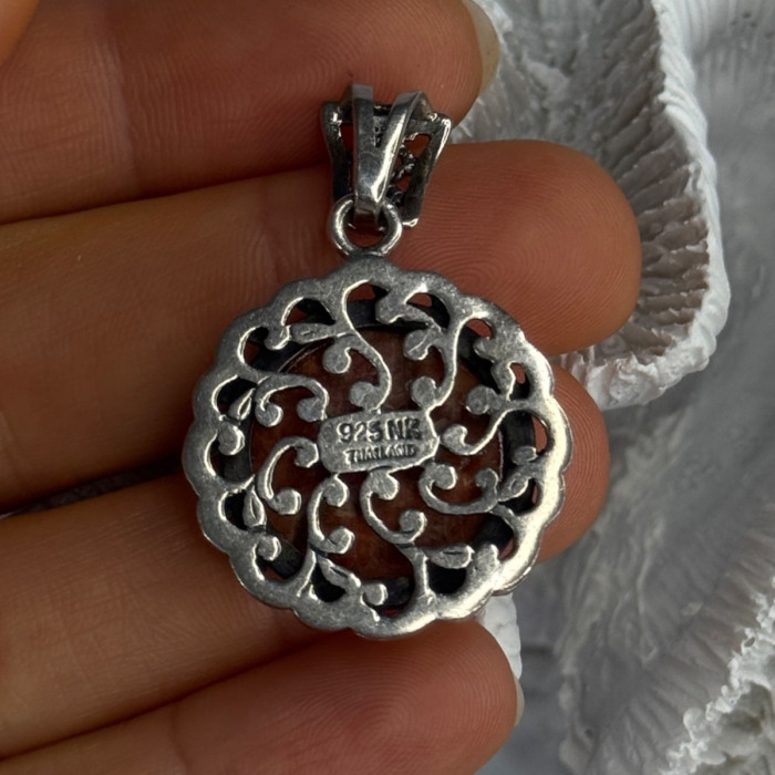 925 Sterling Silver Carnelian Pendant Lenght 1.60 Inch
