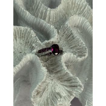 10K WHITE GOLD SPINEL & DIAMOND RING SIZE 6.5