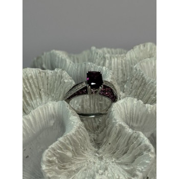 10K WHITE GOLD SPINEL & DIAMOND RING SIZE 6.5
