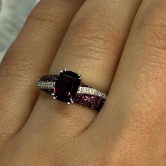 10K White Gold Spinel & Diamond Ring Size 6.5