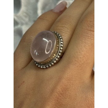 BEAUTIFUL VINTAGE 925 STERLING SILVER MORGANITE RING SIZE 5.5