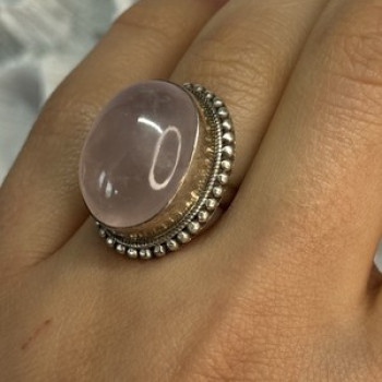 Beautiful Vintage 925 Sterling Silver Morganite Ring Size 5.5