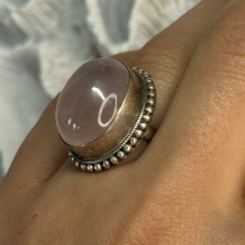 Beautiful Vintage 925 Sterling Silver Morganite Ring Size 5.5