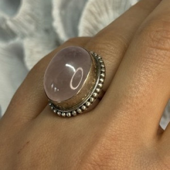 Beautiful Vintage 925 Sterling Silver Morganite Ring Size 5.5