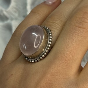 Beautiful Vintage 925 Sterling Silver Morganite Ring Size 5.5