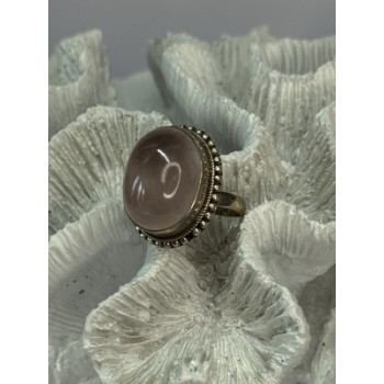 BEAUTIFUL VINTAGE 925 STERLING SILVER MORGANITE RING SIZE 5.5