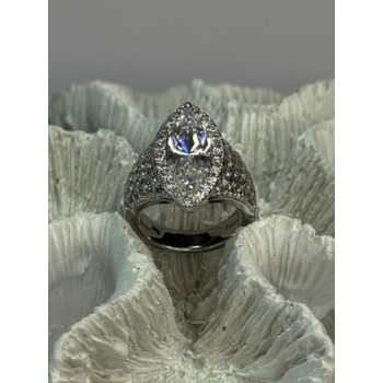 SHINY 925 STERLING SILVER CZ RING SIZE 6