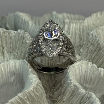Shiny 925 Sterling Silver CZ Ring Size 6